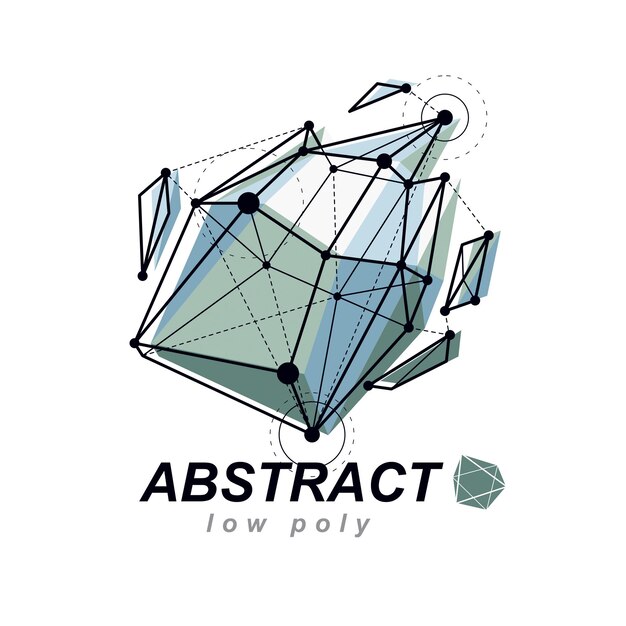 3d origami abstrakcyjny obiekt z siatki, element projektu abstrakcyjnego wektora. Logo streszczenie innowacji technologii.