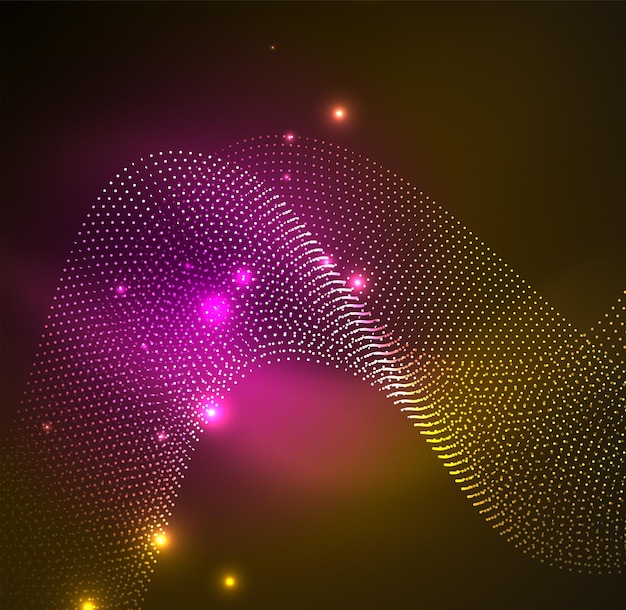 3D oświetlona fala świecących cząstek Element projektu HUD Technologia cyfrowej koncepcji powitalnej
