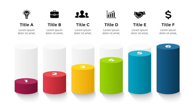 3D Perspektywa wektorowa Infografika Szablon prezentacji biznesowej Sześć kroków procesów opcji