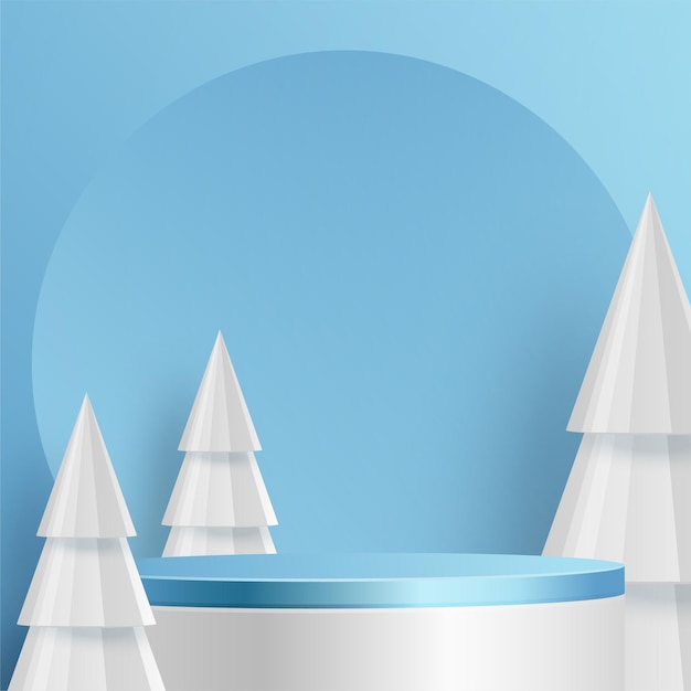 3d Podium Sprzedaży Zimowej Dla Ilustracji Transparentu Na świąteczny Wzór Z Koncepcją Płatków śniegu Na Kolor Tła.