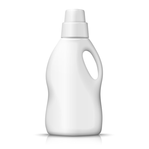 3d Realistyczna Biała Plastikowa Butelka Detergentu Na Białym Tle