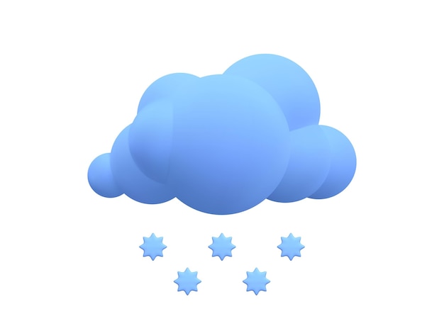 Plik wektorowy 3d realistyczna chmura z płatkami śniegu w stylu kreskówka na białym tle prognoza pogody ikona ilustracja wektorowa