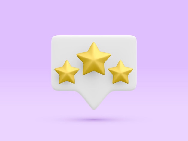 Plik wektorowy 3d realistyczna ocena bąbelkowa, złote gwiazdki za doskonałe usługi. ocena na podstawie recenzji produktu klienta. koncepcja jakości opinii klientów. ilustracja wektorowa