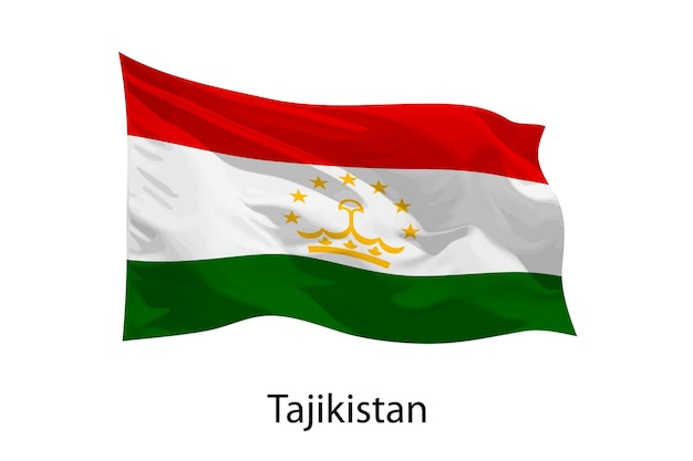 3D realistyczne Macha flagą Tadżykistanu na białym tle