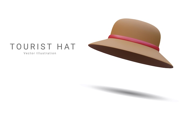 Plik wektorowy 3d realistyczny kapelusz plażowy z czerwoną wstążką na izolowanym białym tle ilustracji wektorowych