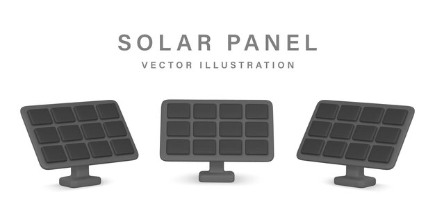 3d Realistyczny Panel Elektrowni Słonecznej Zielony I Alternatywny Eko Koncepcja Energii Ilustracja Wektora