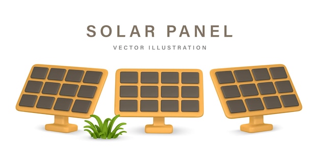 Plik wektorowy 3d realistyczny panel elektrowni słonecznej zielony i alternatywny eko koncepcja energii ilustracja wektora