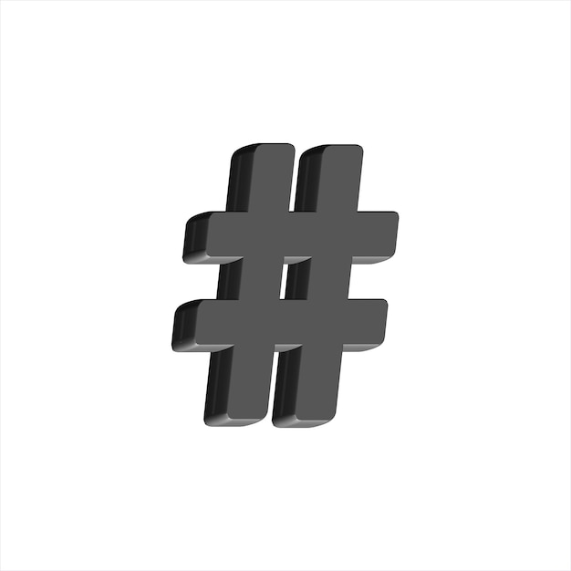 3d realistyczny symbol hashtagu i czarna ilustracja wektorowa