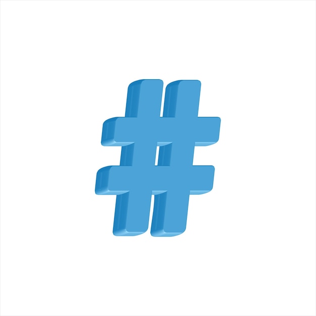 3d realistyczny symbol hashtagu i niebieska ilustracja wektorowa