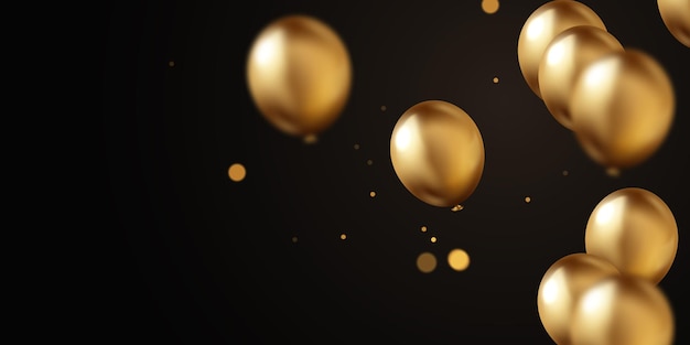 Plik wektorowy 3d realistyczny złoty balon tło projektowanie ilustracji wektorowej luksus