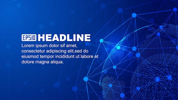 3D renderowana cyfrowa linia kropki Ziemi połączona z Internetem w tle