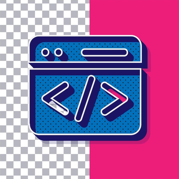 3D Retro Playful Blue Dot Coding Icon na regulowanym różowym tle
