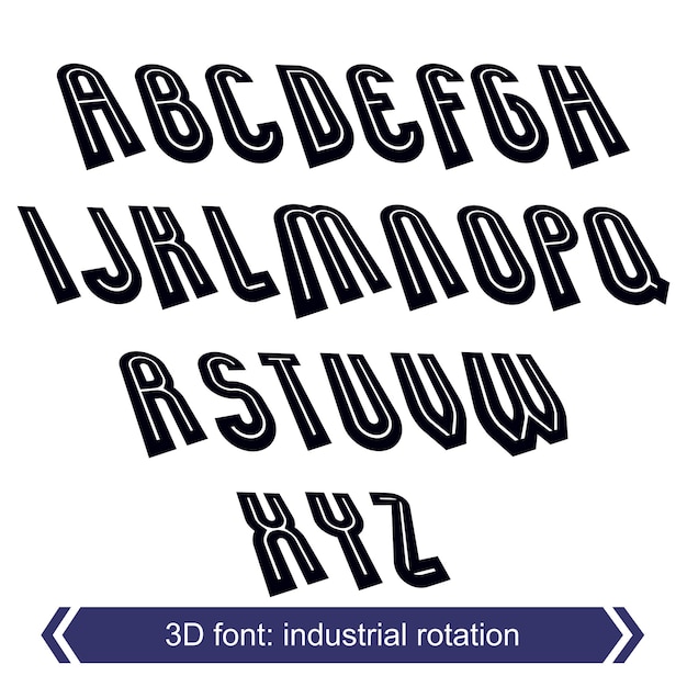 3d Retro Przygotowana Z Liniami W Rotacji, Wielkie Litery Kaligraficzne Wektorowe.