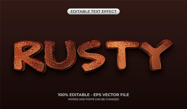 3D Rusty text effect Editable rusty iron text effect Realistyczny grunge i szorstka typografia