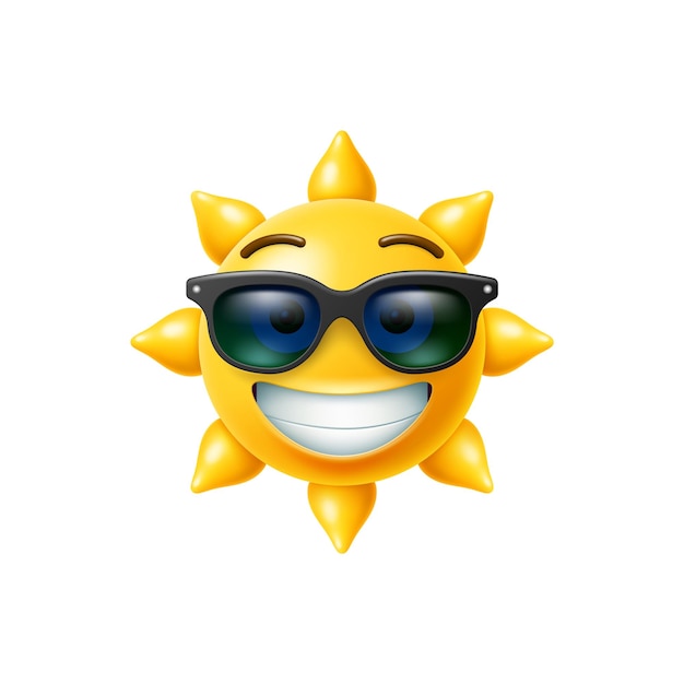 3d Słońce Emoji Chłodny Słoneczny Bohater W Okularach Przeciwsłonecznych