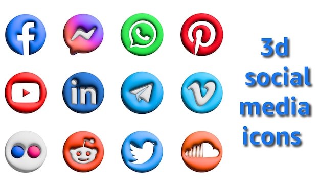 3d Social Media Icons