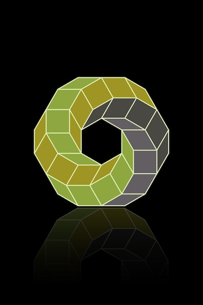 Plik wektorowy 3d spiralny rhomboid kształt w kolorze zielonym projekt logo w stylu ramki geometrycznej ikona biznesowa