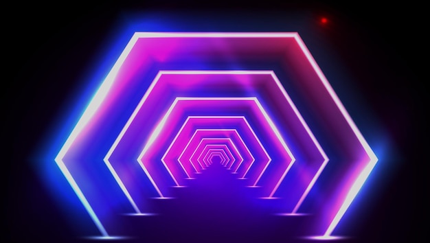 3D Streszczenie Fluorescencyjny Tunel Lub Neon Teleport