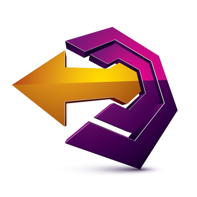 3D streszczenie symbol ze strzałką. Element projektu wektor koncepcja rozwoju biznesu i sukcesu, ikona tematu innowacji.