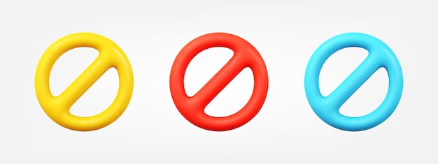 3d symbol ostrzegawczy realistyczny zakazany znak wektor zestaw ikon ilustracja w minimalistycznym stylu kreskówki