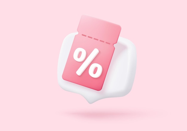 3d tag icon dla kuponu zniżki gotówki i przyszłego użycia sprzedaży zakupów internetowych z doskonałą ofertą do zakupów promocja oferty specjalnej 3d tags zniżki ikonę ilustracja wektorowa renderowania