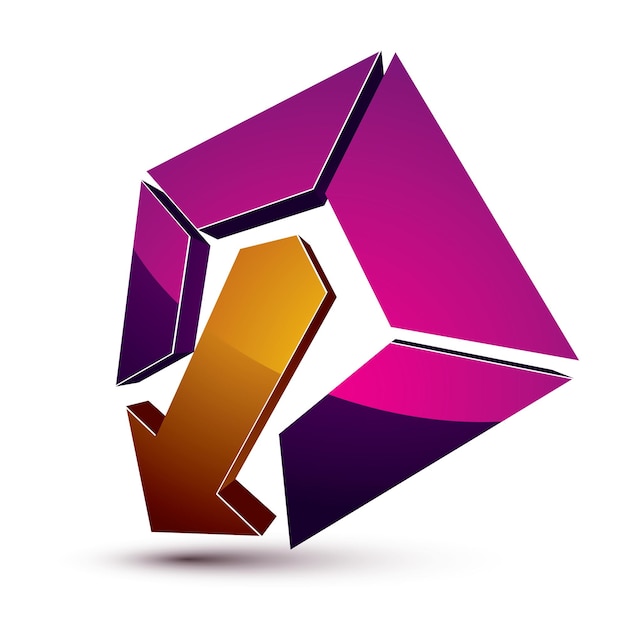 3d twórczy symbol ze strzałką zmierzającą do celu. Biznesowy cel pojęciowy wektor znak.