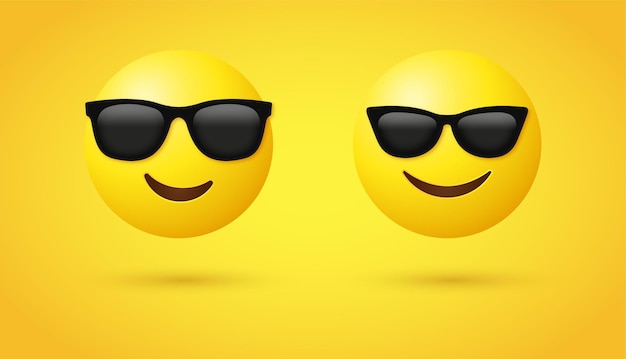 3d uśmiechnięta twarz emoji z okularami przeciwsłonecznymi do emotikonów w mediach społecznościowych