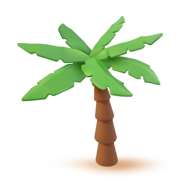 3d Wektor Ilustracja Kreskówka Tropikalna Palma. Realistyczna Roślina Zwrotnikowa Dżungla Na Białym Tle. Minimalistyczny Projekt Renderowania Obiektu Palmtree W Okresie Letnim