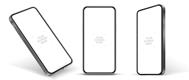 3D wysokiej jakości makietka smartfona z różnymi kątami i izolowanym tłem do pokazania aplikacji mobilnej