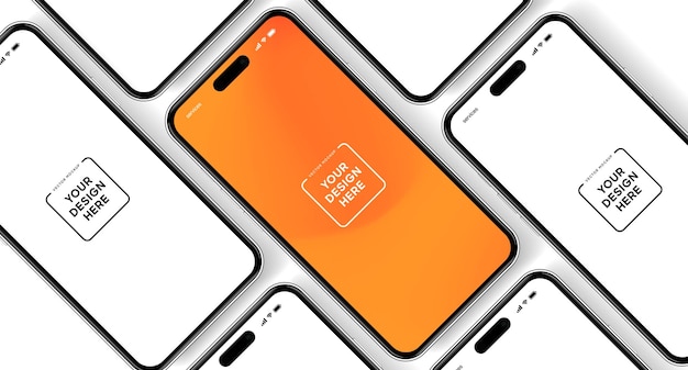 3D wysokiej jakości makietka smartfona z różnymi kątami i izolowanym tłem do pokazania aplikacji mobilnej