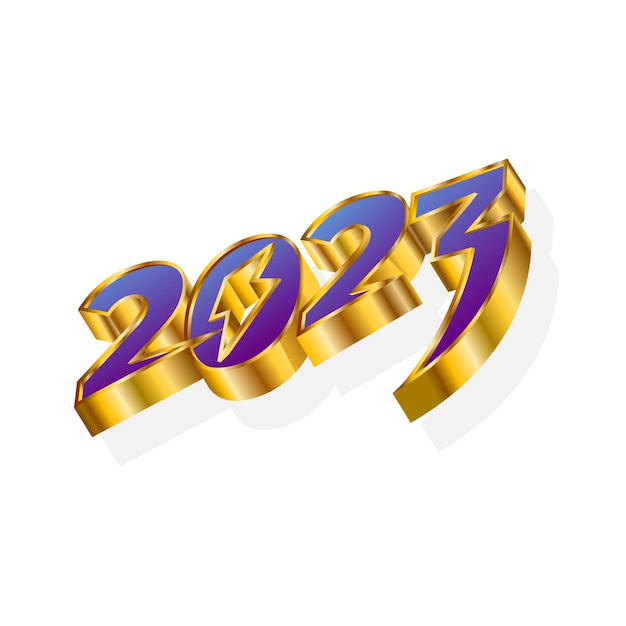 3d złote logo nowego roku 2023