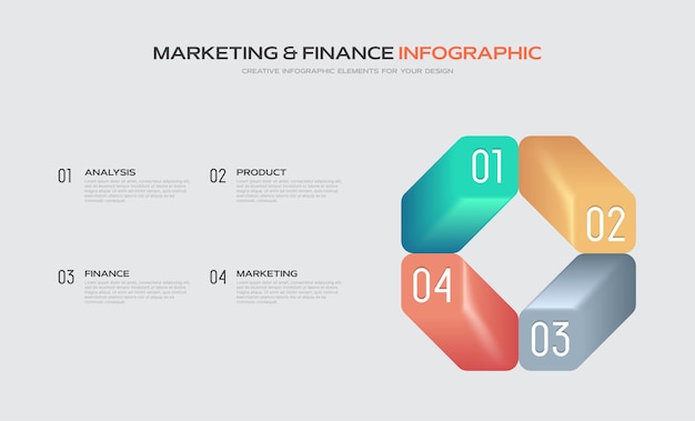 4 Kroki Biznesowa Prezentacja Infografiki Projekt Wykresu Z Kolorowymi Słupkami