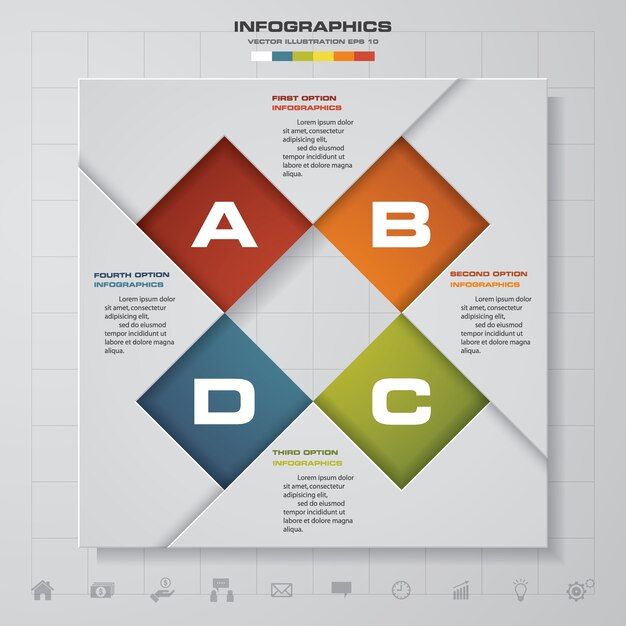 Plik wektorowy 4 kroki przetwarzają element projektu infografiki.