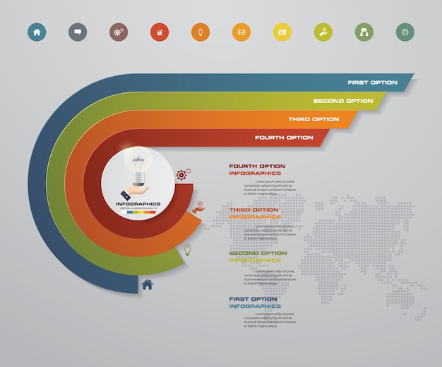 Plik wektorowy 4 kroki wykresu elementy infografiki.