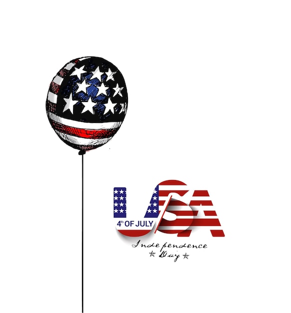 4 Lipca Amerykański Dzień Niepodległości Balon Z Flagą Usa