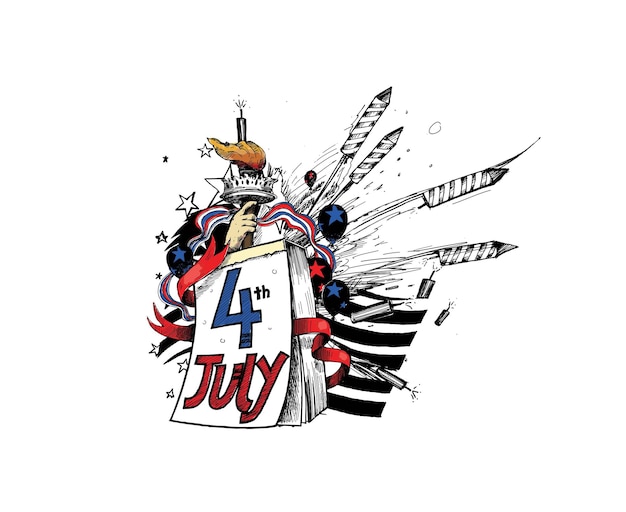 Plik wektorowy 4 lipca doodle amerykański dzień niepodległości