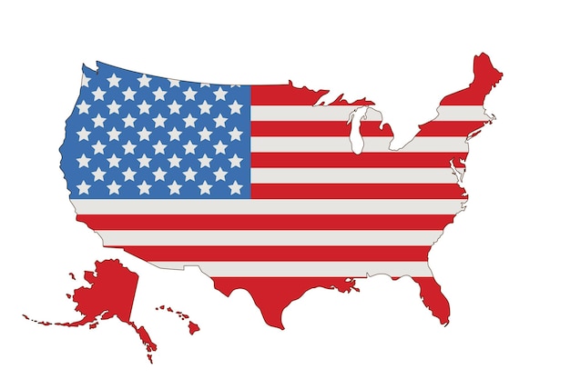 4 Lipca Koncepcja Patriotyczna Element Projektu Dzień Niepodległości Mapa Ameryki