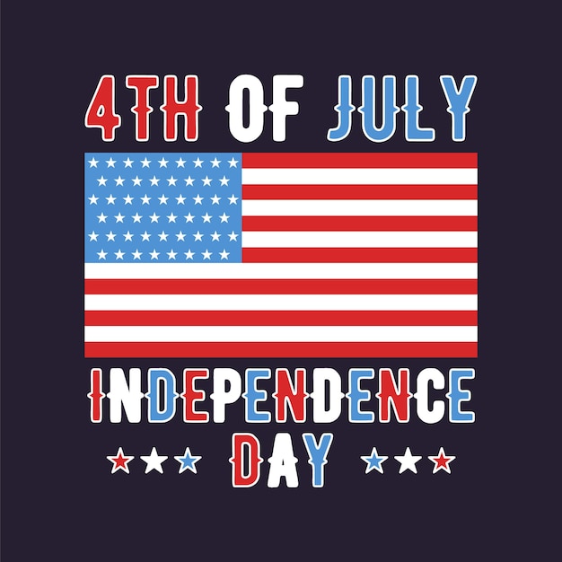 4 lipca projekt typografii z flagą Dzień Niepodległości USA clipart Czwartego lipca kaligrafia napis skład Godło wektora na koszulkę