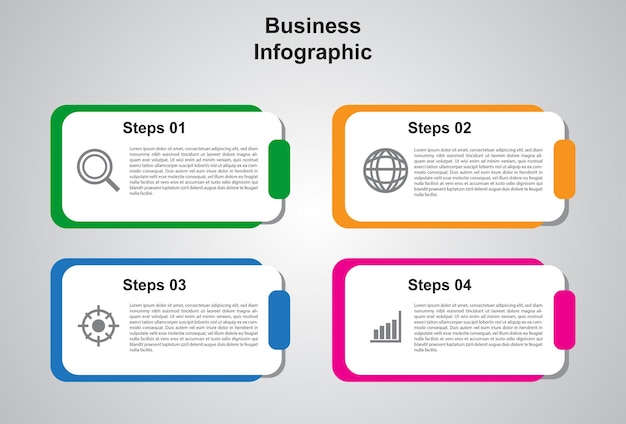 4-stopniowy Projekt Szablonu Kolorowej Infografiki Do Prezentacji