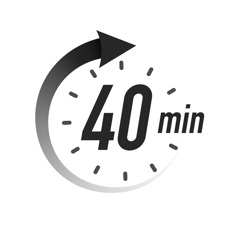 Wektor 40 minut zegara symbol czarnego stylu