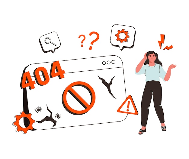 404 internet connection problem message Concept operating system error warning for web page banner