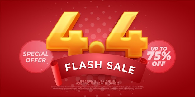 44 flash sale oferta specjalna promocja banerowa z czerwonym tłem