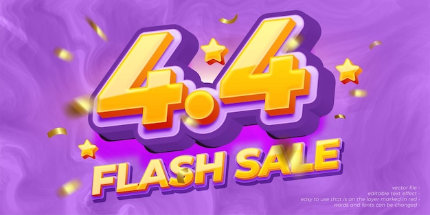 44 flash sale z niestandardowym efektem edytowalnego tekstu