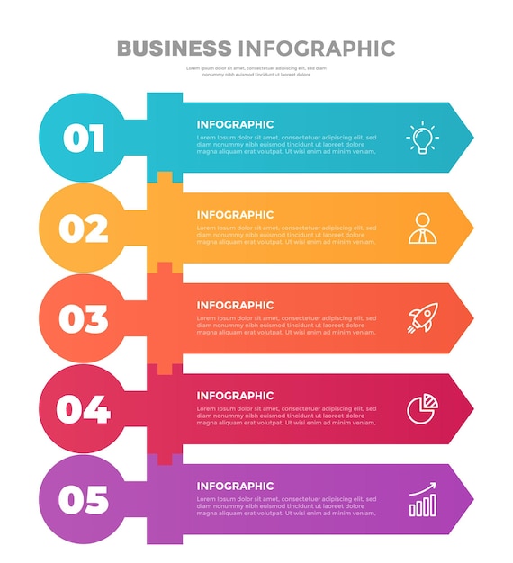 5 Krok Biznes Infografika Teplate