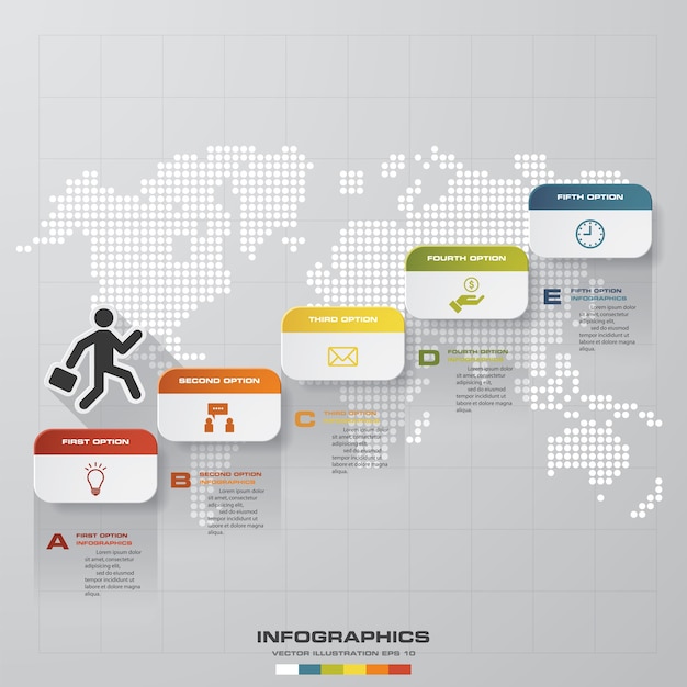 5 Kroków Infographic Element Osi Czasu.