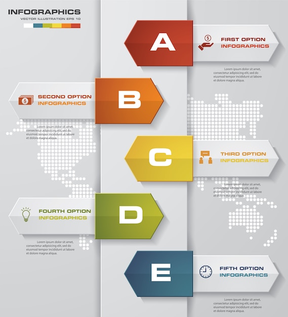 5 Kroków Infographic Element Osi Czasu.