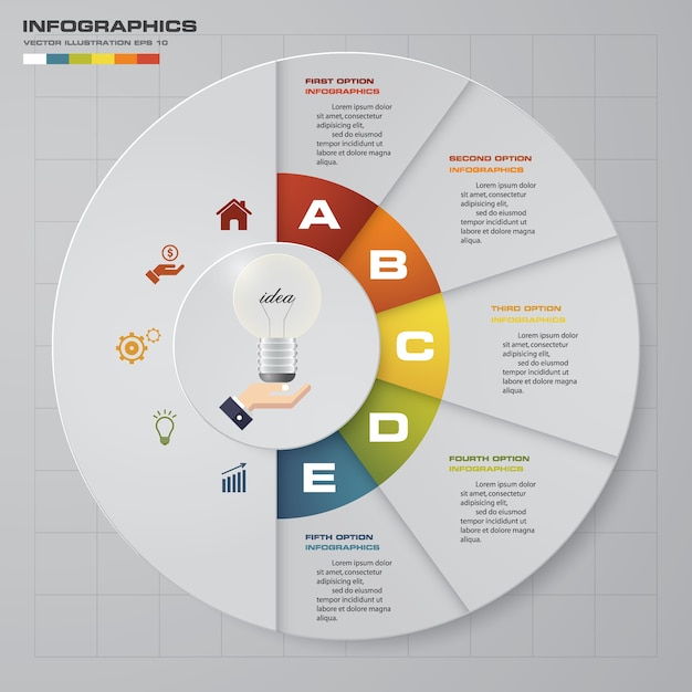 5 kroków przetwarza element projektu infografiki.