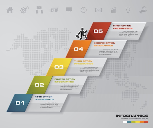 5 Kroków Schody Infographic Element Do Prezentacji.