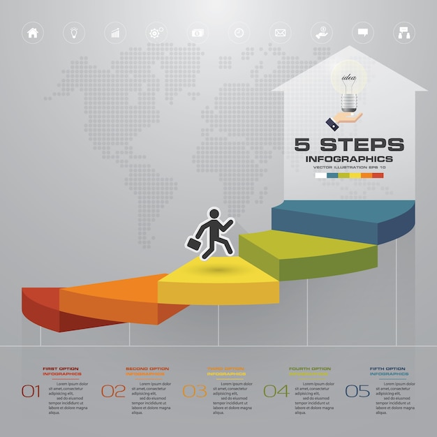 5 Kroków Schody Infographic Element Do Prezentacji.