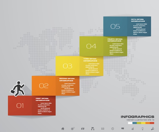 5 Kroków Schody Infographic Element Do Prezentacji.